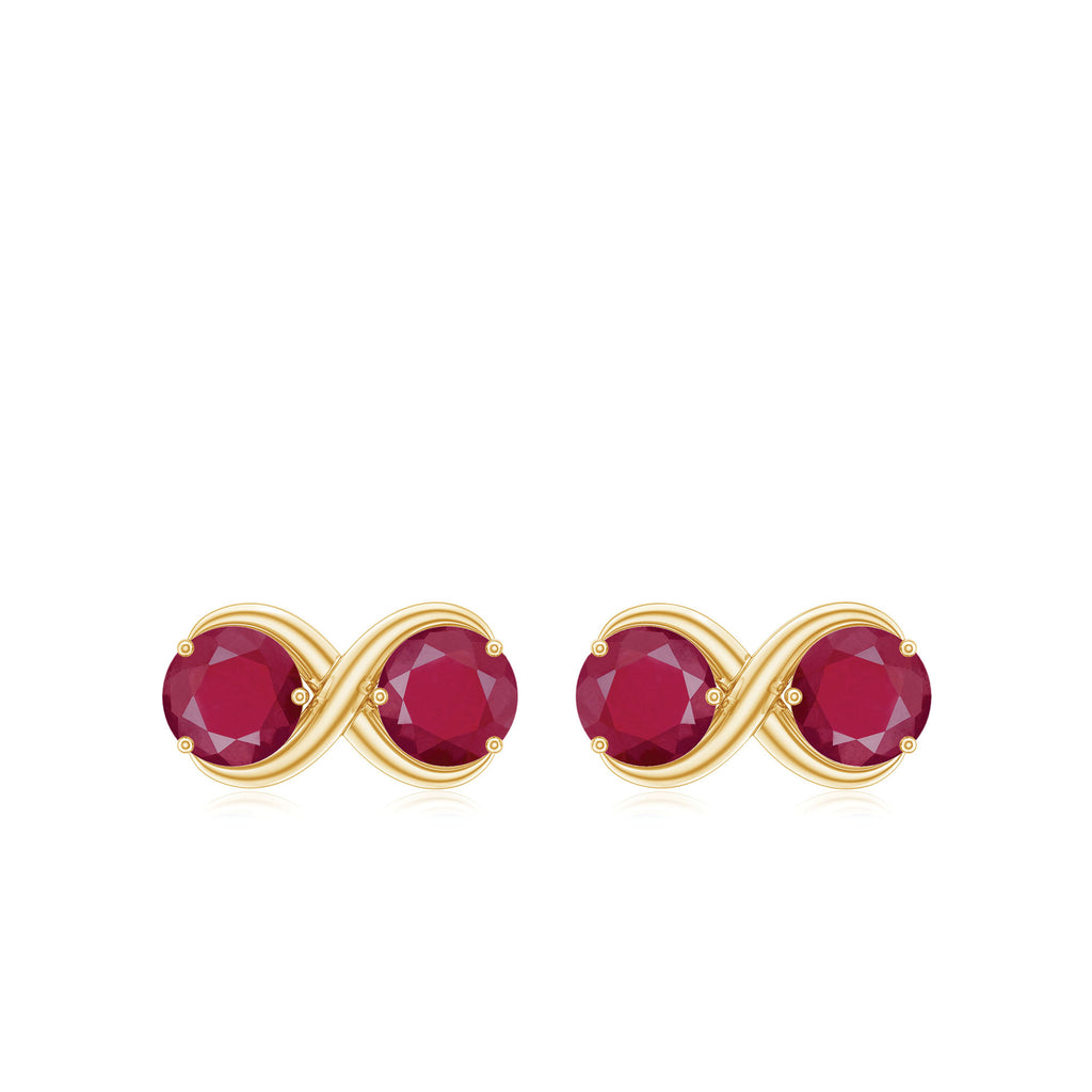 1 CT Simple Ruby Two Stone Infinity Stud Earrings Ruby - ( AAA ) - Quality - Rosec Jewels