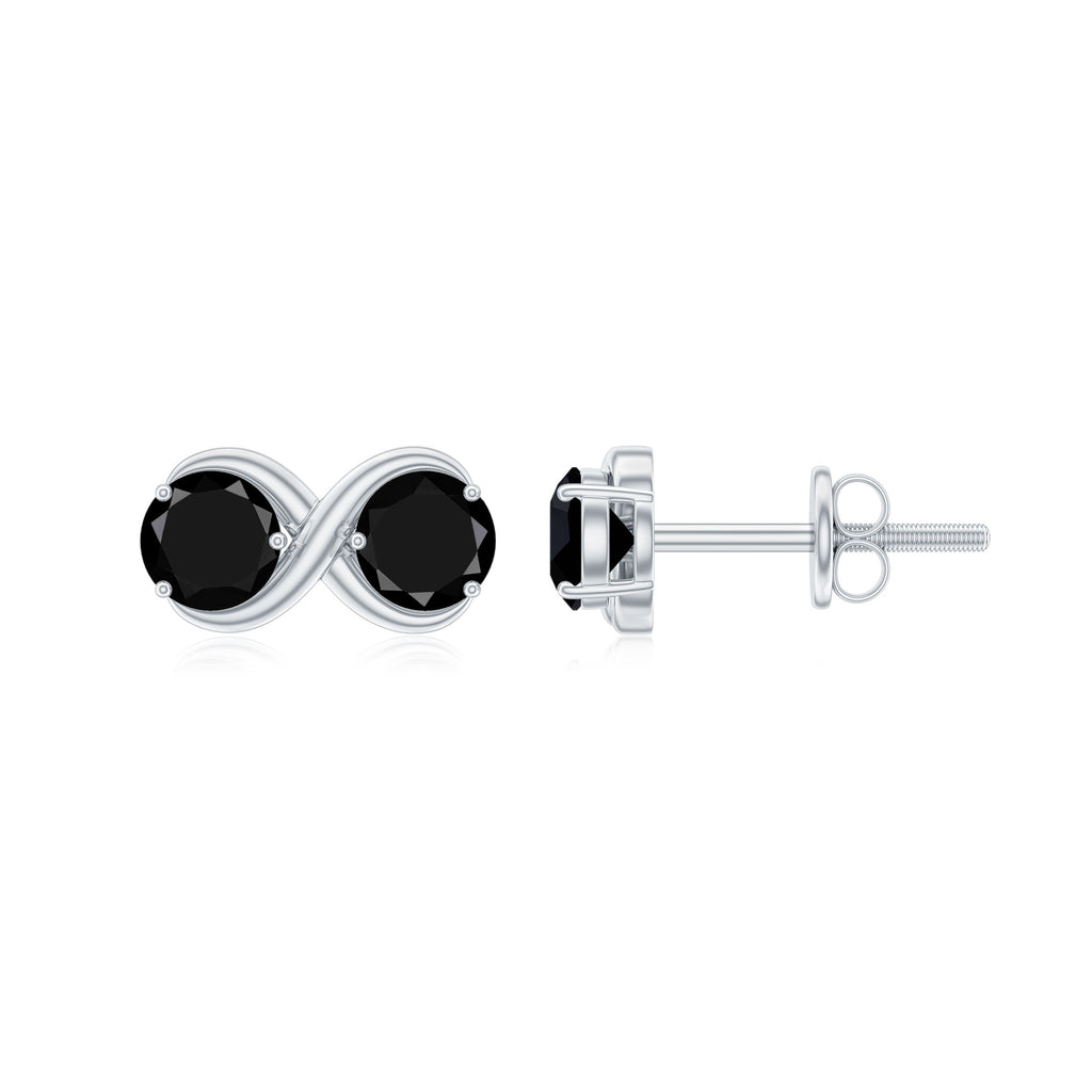 1 CT Simple Black Onyx Two Stone Infinity Stud Earrings Black Onyx - ( AAA ) - Quality - Rosec Jewels