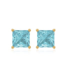4 MM Princess Cut Sky Blue Topaz Solitaire Stud Earrings Sky Blue Topaz - ( AAA ) - Quality - Rosec Jewels