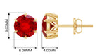 6 MM Round Created Ruby Solitaire Stud Earrings in Claw Setting Lab Created Ruby - ( AAAA ) - Quality - Rosec Jewels