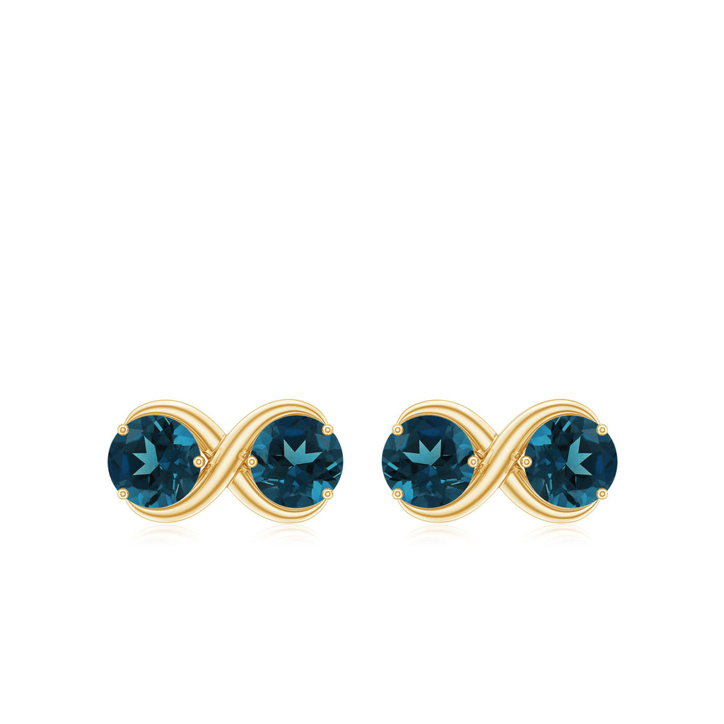 1.25 CT Simple London Blue Topaz Two Stone Infinity Stud Earrings London Blue Topaz - ( AAA ) - Quality - Rosec Jewels