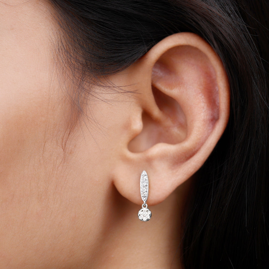 1/2 CT Diamond and Minimal Bar Drop Earrings Diamond - ( HI-SI ) - Color and Clarity - Rosec Jewels