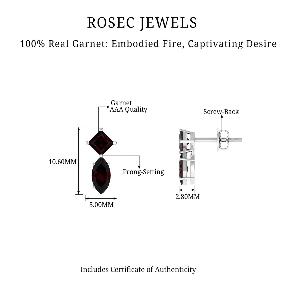 1 CT Garnet Simple Stud Earrings Garnet - ( AAA ) - Quality - Rosec Jewels