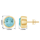 Round Shape Sky Blue Topaz Solitaire Stud Earrings in Bezel Setting Sky Blue Topaz - ( AAA ) - Quality - Rosec Jewels
