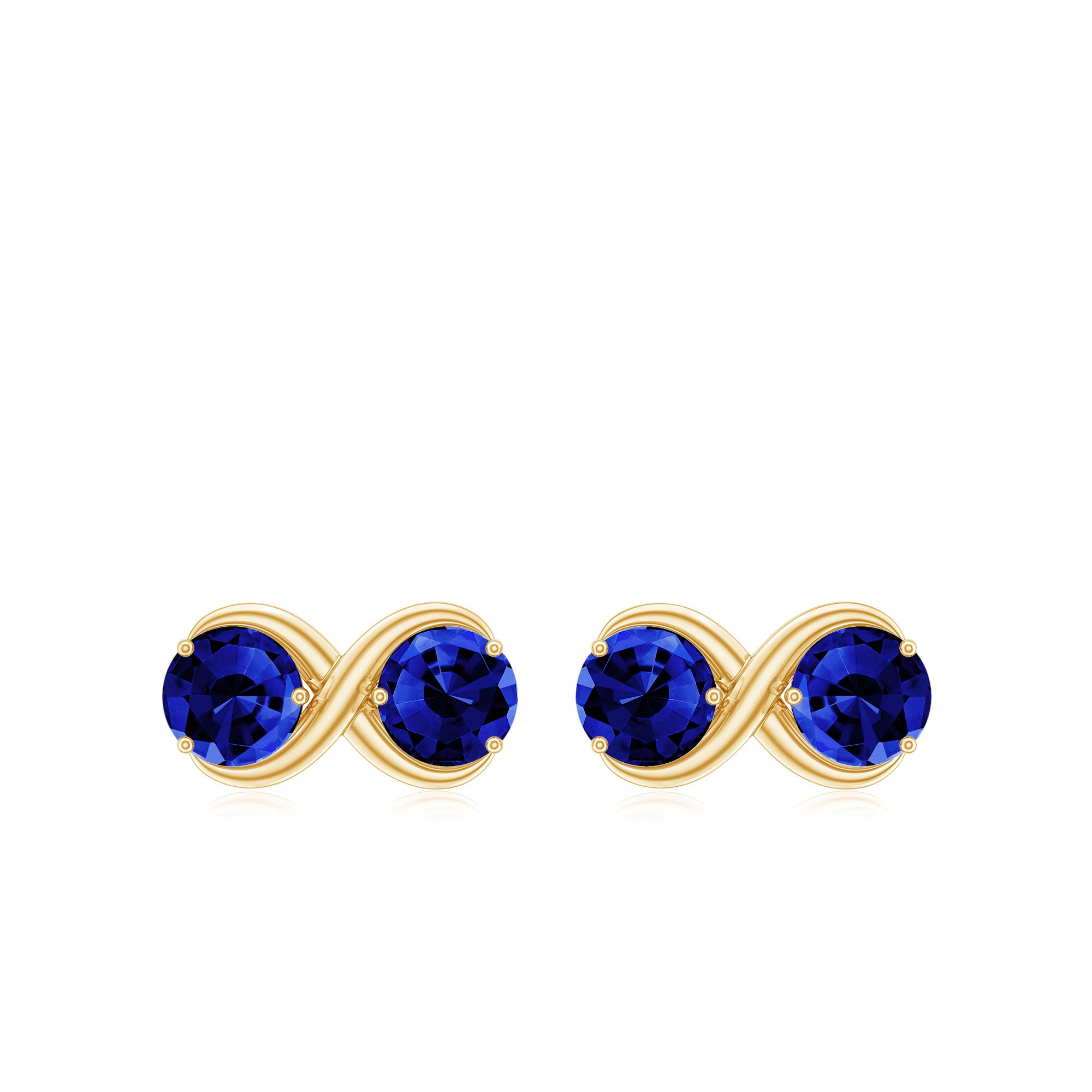 Two Stone Infinity Stud Earrings with Created Blue Sapphire Lab Created Blue Sapphire - ( AAAA ) - Quality - Rosec Jewels