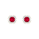 1.75 CT Lab Created Ruby Classic Stud Earring with Diamond Halo Lab Created Ruby - ( AAAA ) - Quality - Rosec Jewels