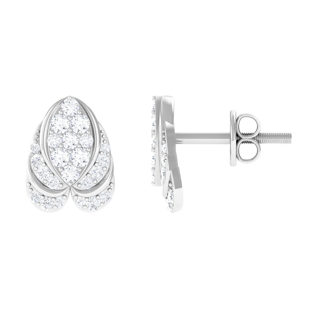 1/2 CT Round Diamond Antique Heart Stud Earrings Diamond - ( HI-SI ) - Color and Clarity - Rosec Jewels