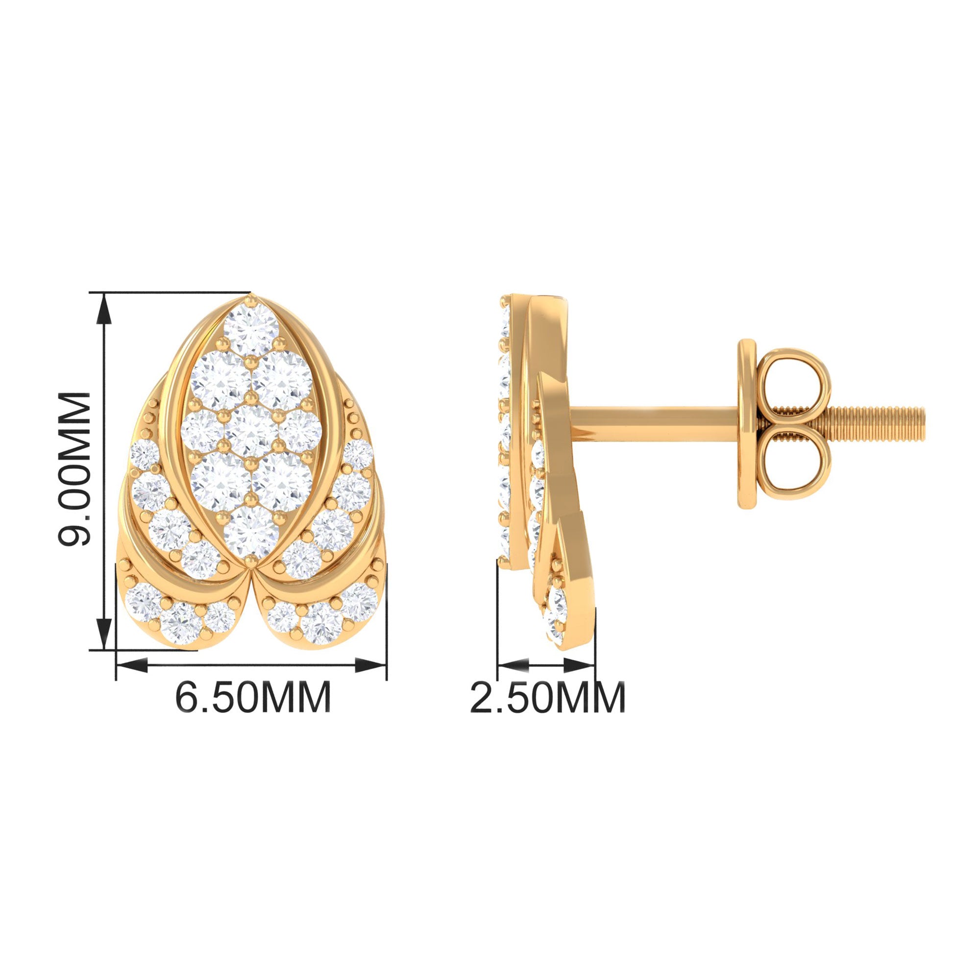 1/2 CT Round Diamond Antique Heart Stud Earrings Diamond - ( HI-SI ) - Color and Clarity - Rosec Jewels