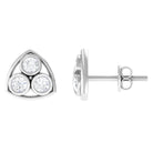 1/2 CT Bezel Set Round Diamond Three Stone Stud Earrings in Gold Diamond - ( HI-SI ) - Color and Clarity - Rosec Jewels