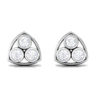 1/2 CT Bezel Set Round Diamond Three Stone Stud Earrings in Gold Diamond - ( HI-SI ) - Color and Clarity - Rosec Jewels