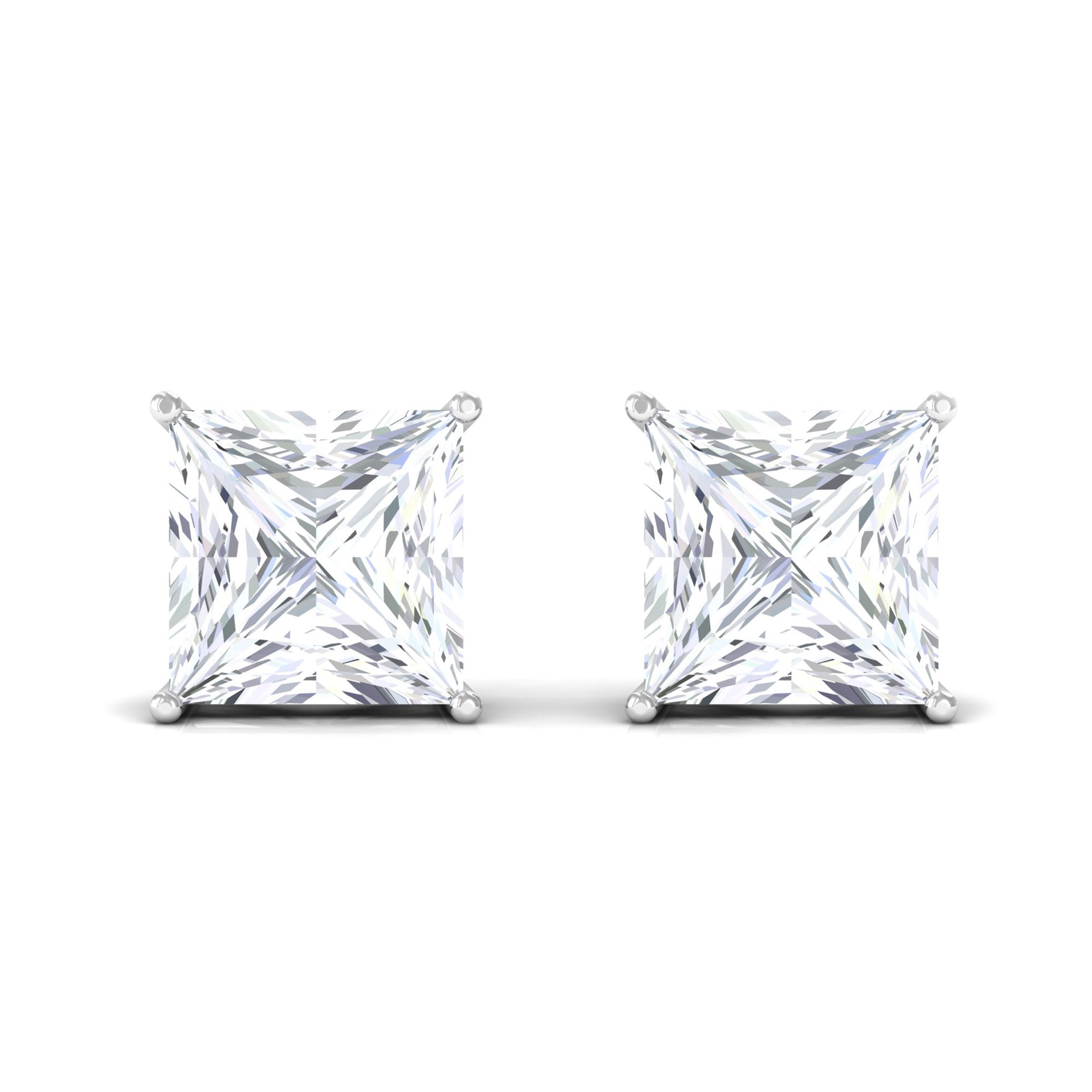 7 MM Princess Cut Solitaire Moissanite Stud Earrings Moissanite - ( D-VS1 ) - Color and Clarity - Rosec Jewels
