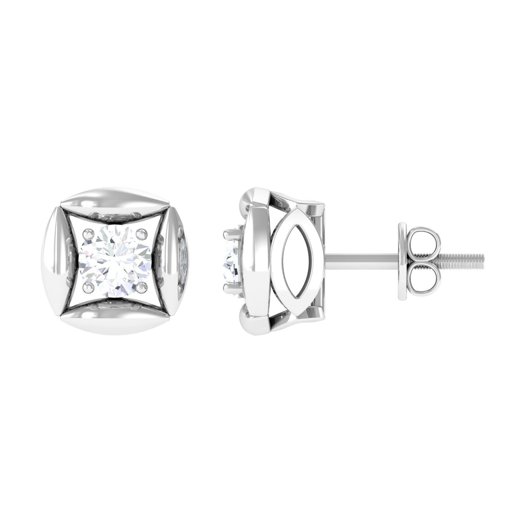 3/4 CT Minimal Stud Earrings for Women with Moissanite Moissanite - ( D-VS1 ) - Color and Clarity - Rosec Jewels