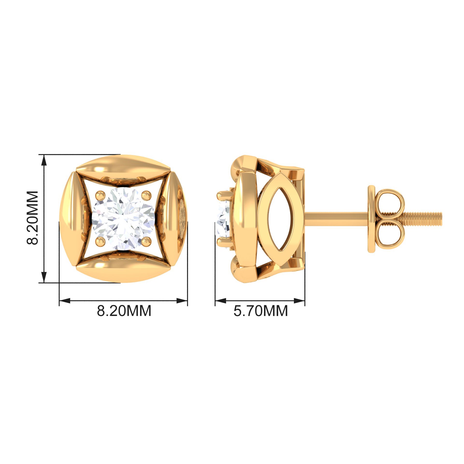 3/4 CT Minimal Stud Earrings for Women with Moissanite Moissanite - ( D-VS1 ) - Color and Clarity - Rosec Jewels