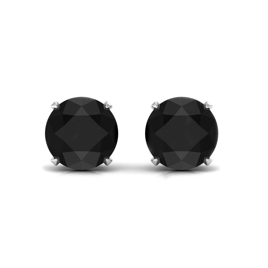 5 MM Round Black Diamond Solitaire Stud Earrings in Claw Setting Black Diamond - ( AAA ) - Quality - Rosec Jewels
