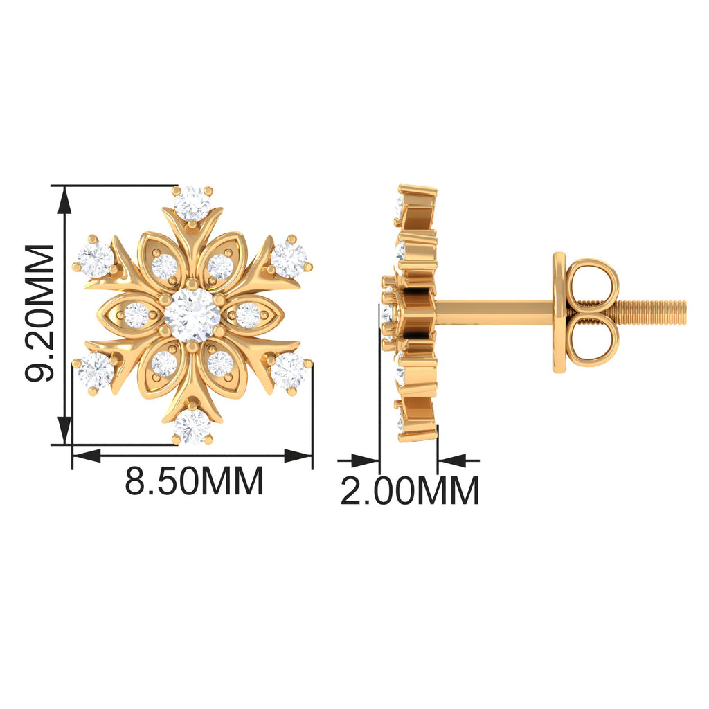 1/4 CT Certified Zircon Statement Snowflake Stud Earrings Zircon - ( AAAA ) - Quality - Rosec Jewels