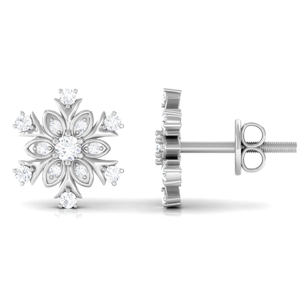 1/4 CT Certified Zircon Statement Snowflake Stud Earrings Zircon - ( AAAA ) - Quality - Rosec Jewels