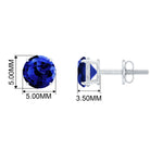 1.25 CT Round Created Blue Sapphire Solitaire Stud Earrings Lab Created Blue Sapphire - ( AAAA ) - Quality - Rosec Jewels