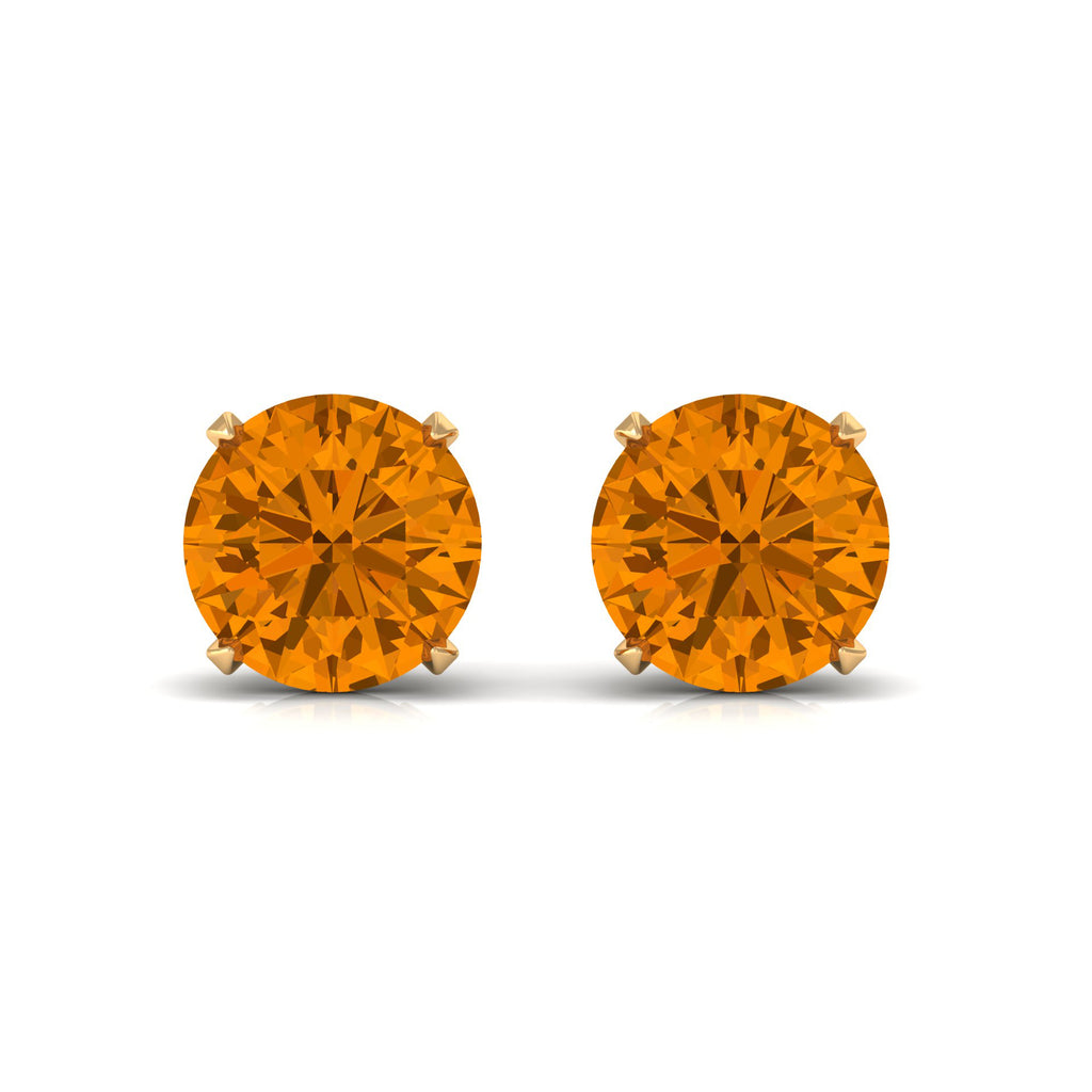 1 CT Round Cut Citrine Solitaire Stud Earrings in Gold Citrine - ( AAA ) - Quality - Rosec Jewels