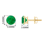 Round Shape Emerald Solitaire Stud Earrings Emerald - ( AAA ) - Quality - Rosec Jewels