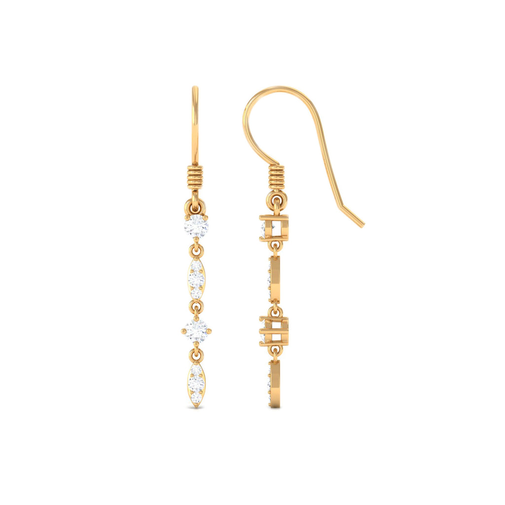 1/2 CT Natural Diamond Simple Dangle Earrings in Gold Diamond - ( HI-SI ) - Color and Clarity - Rosec Jewels