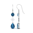 4.25 CT London Blue Topaz and Diamond Dangle Drop Earrings London Blue Topaz - ( AAA ) - Quality - Rosec Jewels