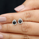 Classic Black and White Diamond Snake Stud Earrings Black Diamond - ( AAA ) - Quality - Rosec Jewels