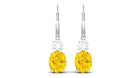 Lab Grown Yellow Sapphire Oval Drop Dangle Earrings With Moissanite Lab Created Yellow Sapphire - ( AAAA ) - Quality - Rosec Jewels