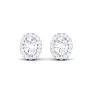 0.50 CT Oval Shape Diamond Halo Stud Earrings Diamond - ( HI-SI ) - Color and Clarity - Rosec Jewels