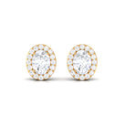 0.50 CT Oval Shape Diamond Halo Stud Earrings Diamond - ( HI-SI ) - Color and Clarity - Rosec Jewels