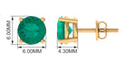 Round Shape Lab Grown Emerald Solitaire Stud Earrings Lab Created Emerald - ( AAAA ) - Quality - Rosec Jewels