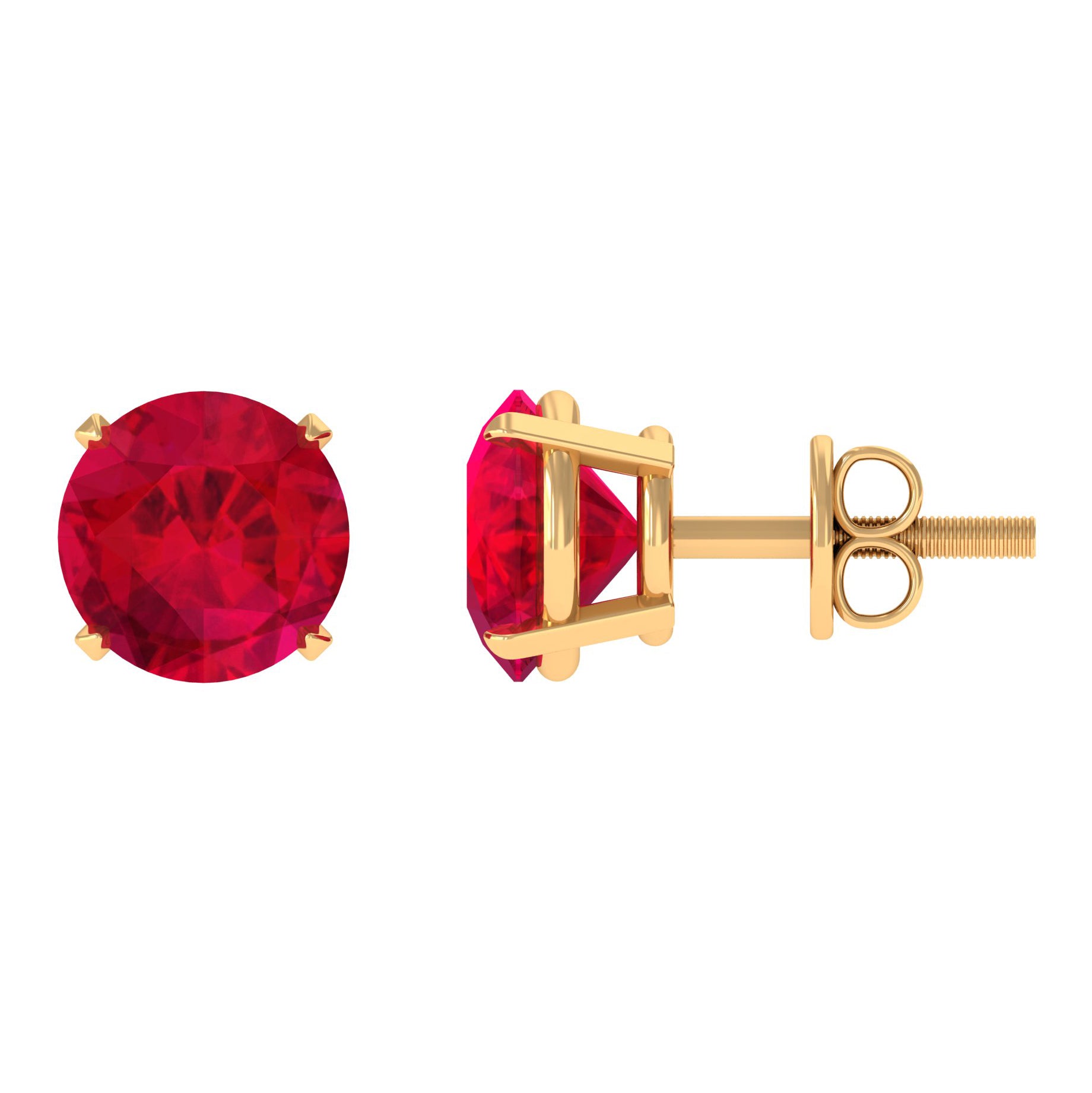 1.25 CT Round Lab Created Ruby Solitaire Stud Earrings Lab Created Ruby - ( AAAA ) - Quality - Rosec Jewels