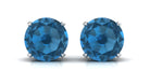 December Birthstone 4.25 CT London Blue Topaz Solitaire Stud Earrings London Blue Topaz - ( AAA ) - Quality - Rosec Jewels