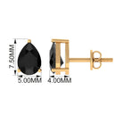 1.25 CT Pear Cut Black Spinel Solitaire Earrings Black Spinel - ( AAA ) - Quality - Rosec Jewels