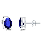 1.5 CT Pear Cut Created Blue Sapphire Solitaire Stud Earrings Lab Created Blue Sapphire - ( AAAA ) - Quality - Rosec Jewels