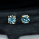 Peg Head Set Sky Blue Topaz and Diamond Solitaire Stud Earrings Sky Blue Topaz - ( AAA ) - Quality - Rosec Jewels