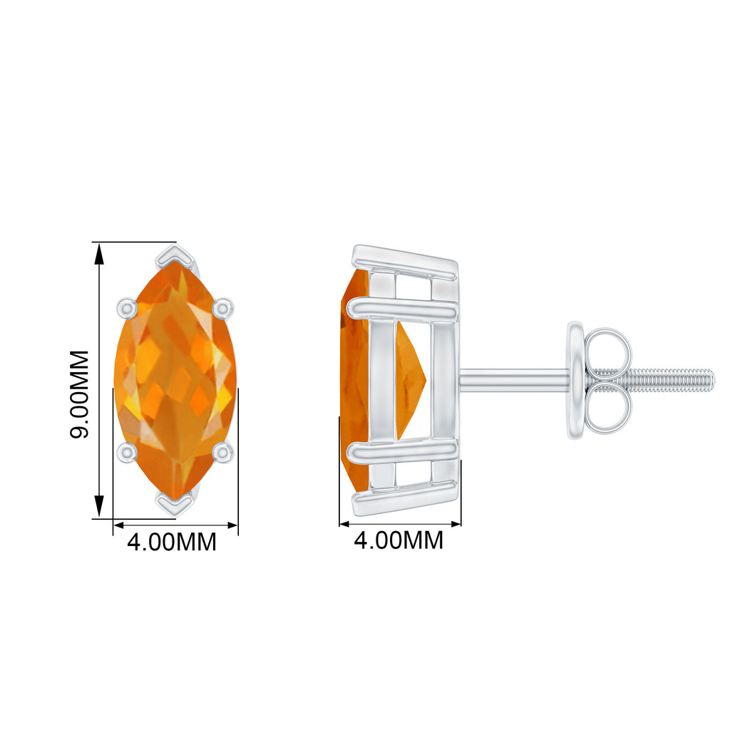 4X8 MM Marquise Cut Fire Opal Solitaire Stud Earrings Fire Opal - ( AAA ) - Quality - Rosec Jewels