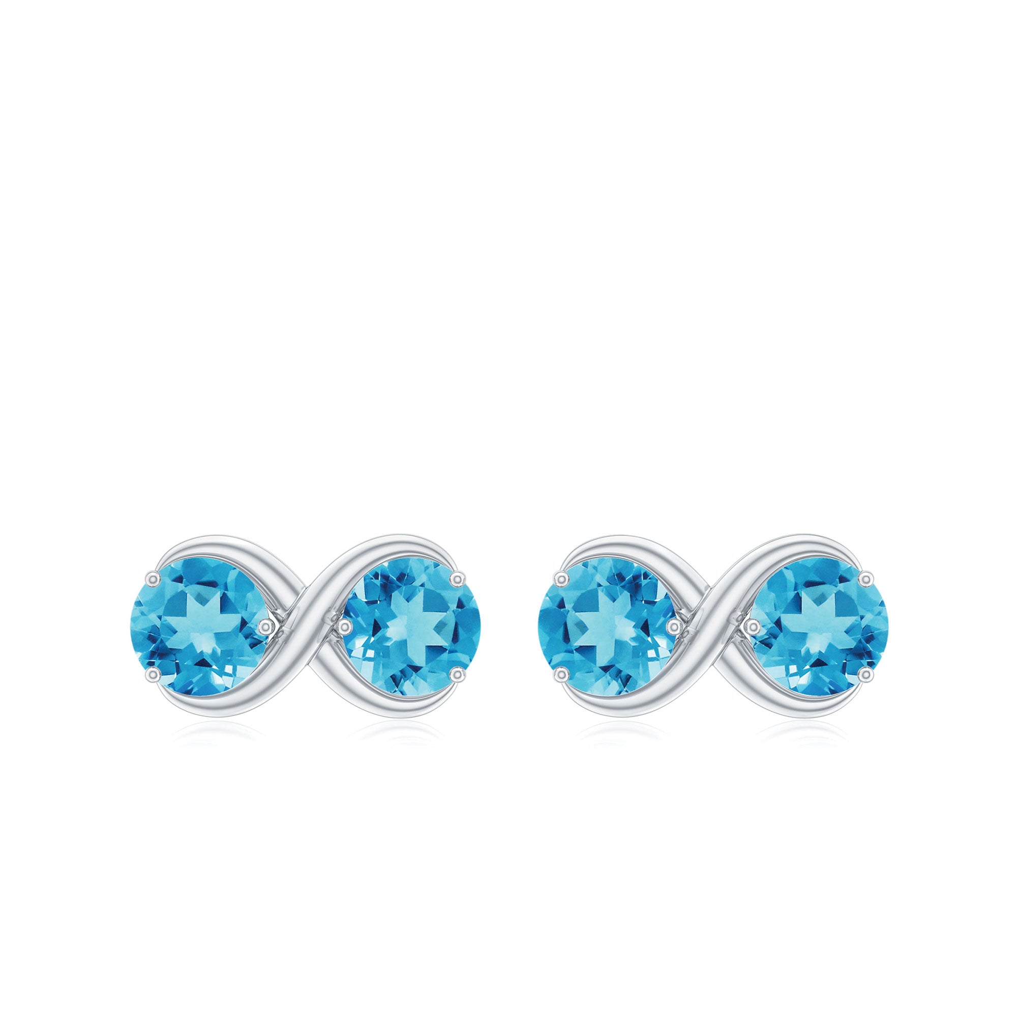 1 CT Simple Swiss Blue Topaz Two Stone Infinity Stud Earrings Swiss Blue Topaz - ( AAA ) - Quality - Rosec Jewels