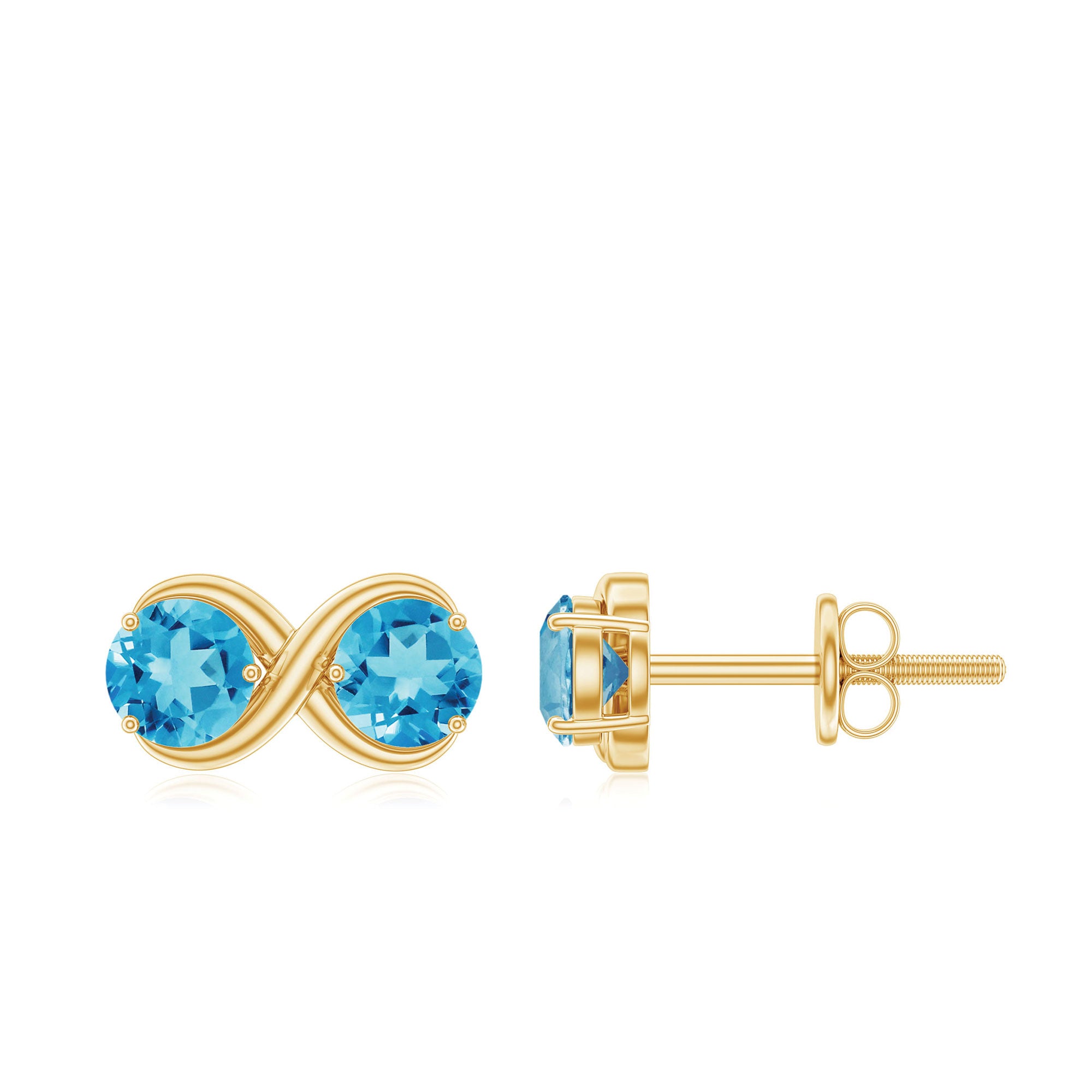 1 CT Simple Swiss Blue Topaz Two Stone Infinity Stud Earrings Swiss Blue Topaz - ( AAA ) - Quality - Rosec Jewels