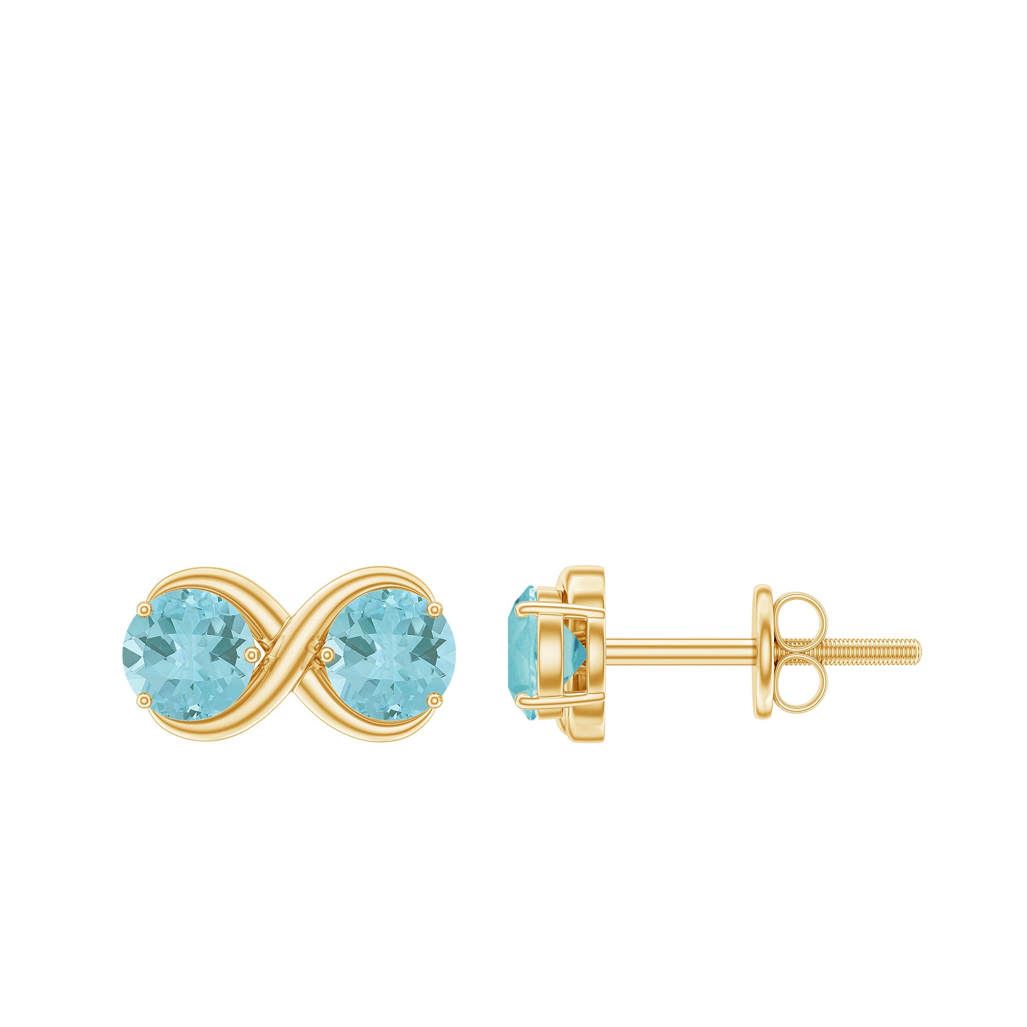 1 CT Simple Sky Blue Topaz Two Stone Infinity Stud Earrings Sky Blue Topaz - ( AAA ) - Quality - Rosec Jewels