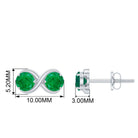 1.25 CT Simple Emerald Two Stone Infinity Stud Earrings Emerald - ( AAA ) - Quality - Rosec Jewels