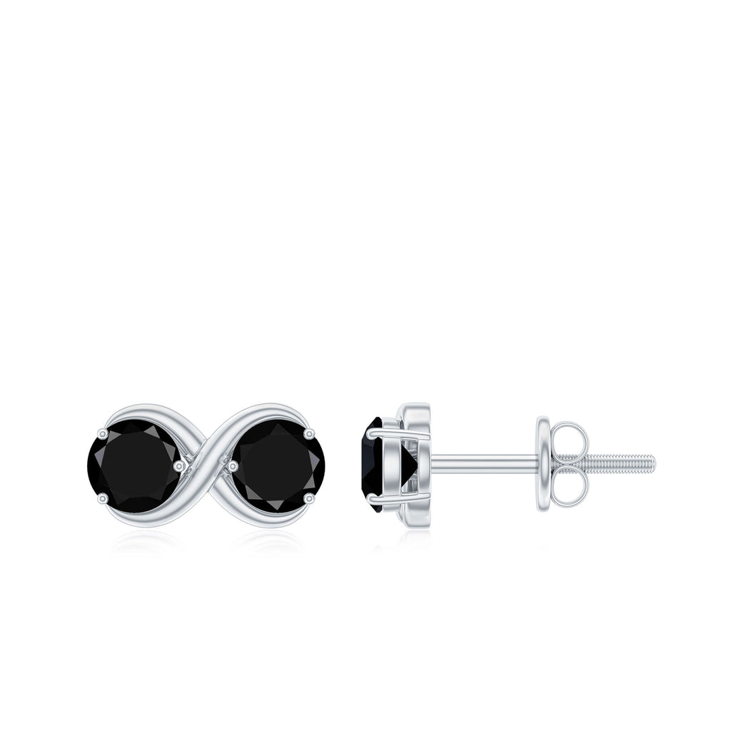 1.50 CT Simple Black Diamond Two Stone Infinity Stud Earrings Black Diamond - ( AAA ) - Quality - Rosec Jewels