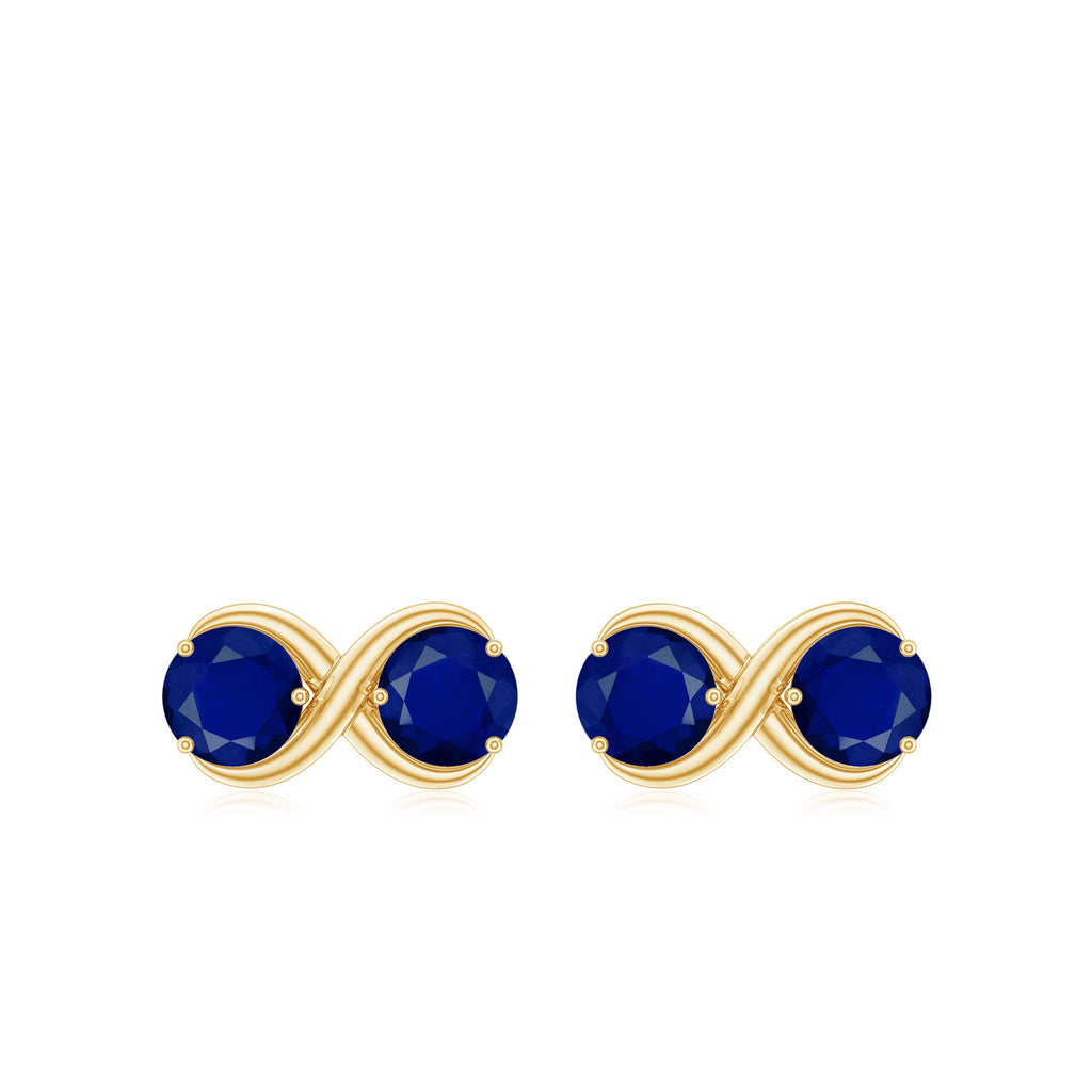 1.50 CT Simple Blue Sapphire Two Stone Infinity Stud Earrings Blue Sapphire - ( AAA ) - Quality - Rosec Jewels