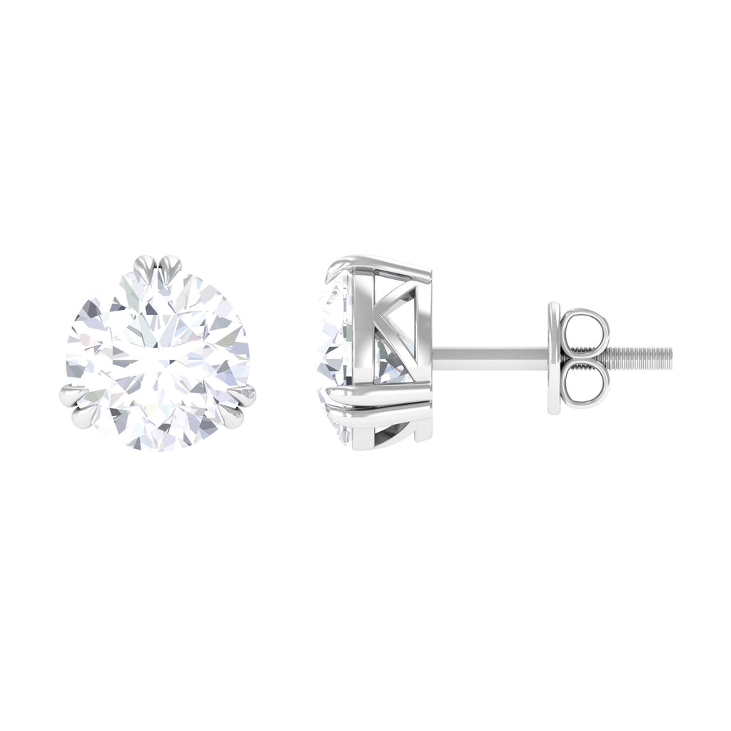 Round Shape Moissanite Solitaire Stud Earrings in Gold Moissanite - ( D-VS1 ) - Color and Clarity - Rosec Jewels