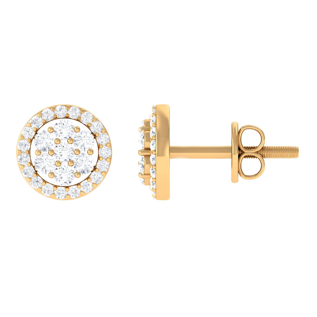 1/2 CT Zircon Cluster Halo Stud Earrings in Gold Zircon - ( AAAA ) - Quality - Rosec Jewels