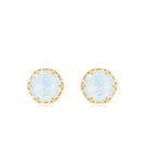 1.25 CT Moonstone Solitaire and Diamond Stud Earrings Moonstone - ( AAA ) - Quality - Rosec Jewels
