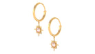 3/4 CT Milgrain Bezel Set Morganite Sunburst Drop Hoop Earrings for Women Morganite - ( AAA ) - Quality - Rosec Jewels