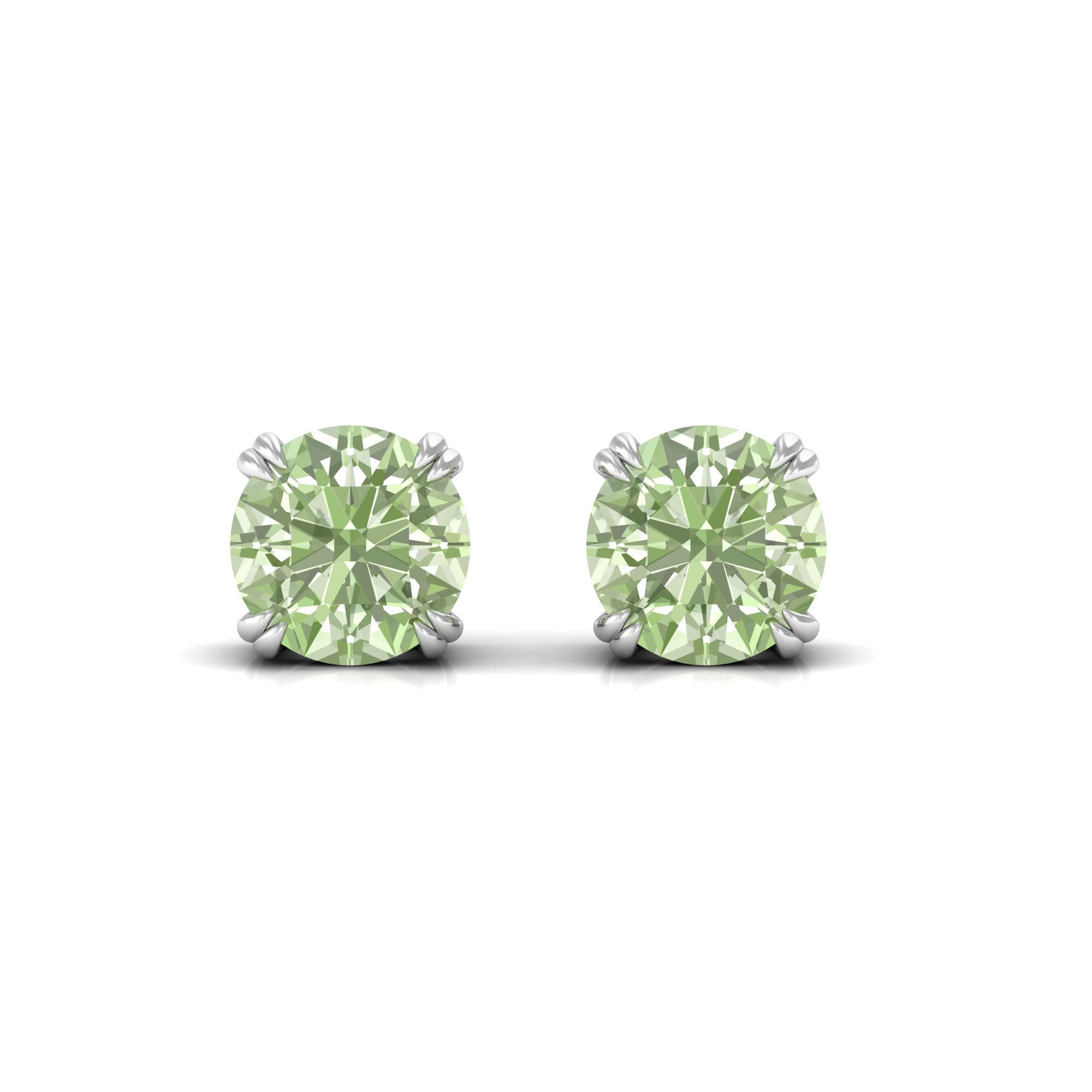 4 MM Genuine Green Sapphire Solitaire Stud Earrings in Double Claw Prong Setting Green Sapphire - ( AAA ) - Quality - Rosec Jewels