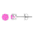 4 MM Genuine Pink Sapphire Solitaire Stud Earrings in Double Claw Prong Setting Pink Sapphire - ( AAA ) - Quality - Rosec Jewels