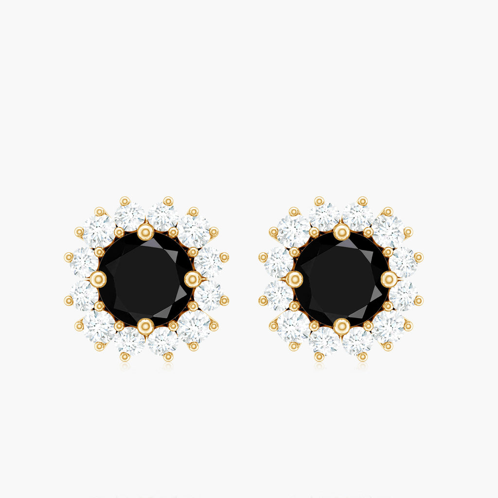 1.5 CT Classic Black Diamond and Moissanite Halo Stud Earrings Black Diamond - ( AAA ) - Quality - Rosec Jewels