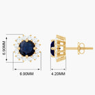 1.25 CT Classic Blue Sapphire and Diamond Halo Stud Earrings Blue Sapphire - ( AAA ) - Quality - Rosec Jewels